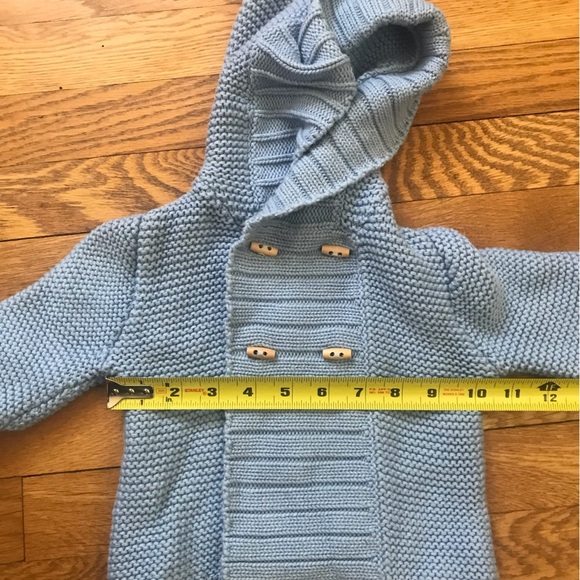 Jacadi Baby Blue Hooded Cotton Unisex Sweater - Size 6 Months - Picture 10 of 10